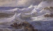 unknow artist Waves and Rocks oil painting on canvas